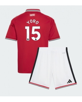 Billige Fotballdrakt Manchester United Leny Yoro #15 Replika Hjemmedraktsett Barn 2026-27 Kortermet (med bukser)